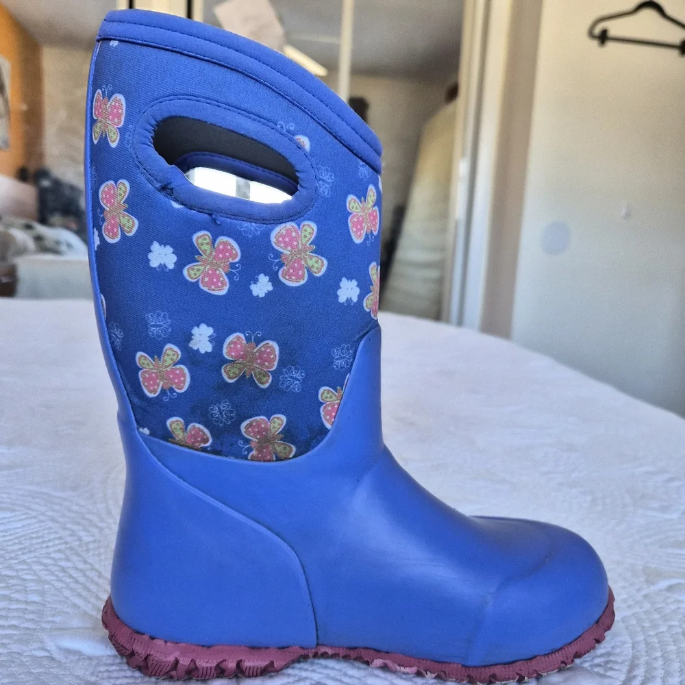 VGUC Bogs Durham Butterfly Kids Winter Waterproof Boots - Size 2